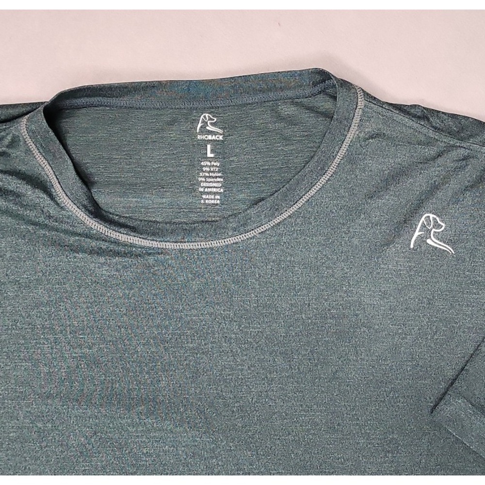 Rhoback Green Tshirt Lg Athletic Performance Golf Short Sleeve Stretch Solid